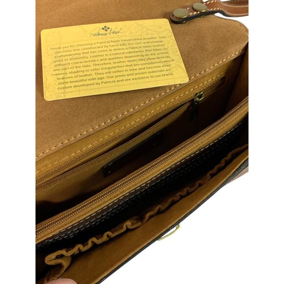 Patricia Nash Leather Crossbody Bag Brown Flap Organizer Vintage Style Purse - Picture 10 of 13